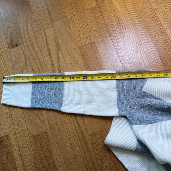 Talbots Women’s Wool Blend Turtleneck Long Sleeve Sweater Sequin Stripe Gray M - Picture 9 of 16